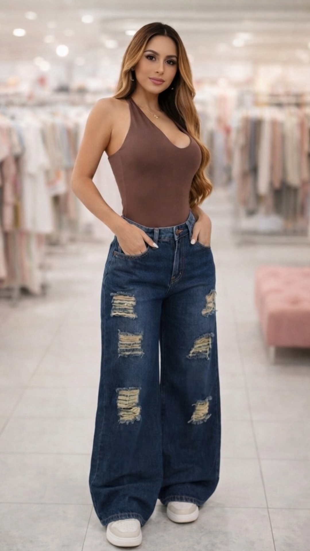 Pantalón Baggy - Denim Azul Oscuro