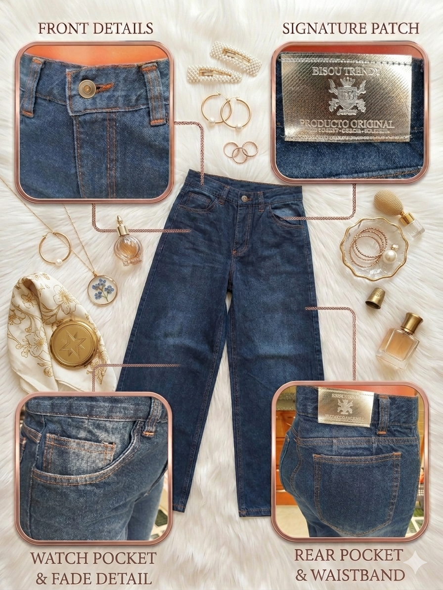 Jeans Baggy Tiro Alto Estilo Relajado