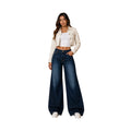 Jean Wide Leg Premium en Denim Rígido Azul Oscuro