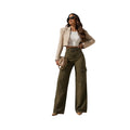 Jean Cargo Wide Leg Verde Oliva para Mujer | Denim Rígido | BISOU TRENDY