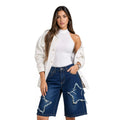 Bermuda Denim "Star Street" – Estilo Jorts con Apliques de Estrellas