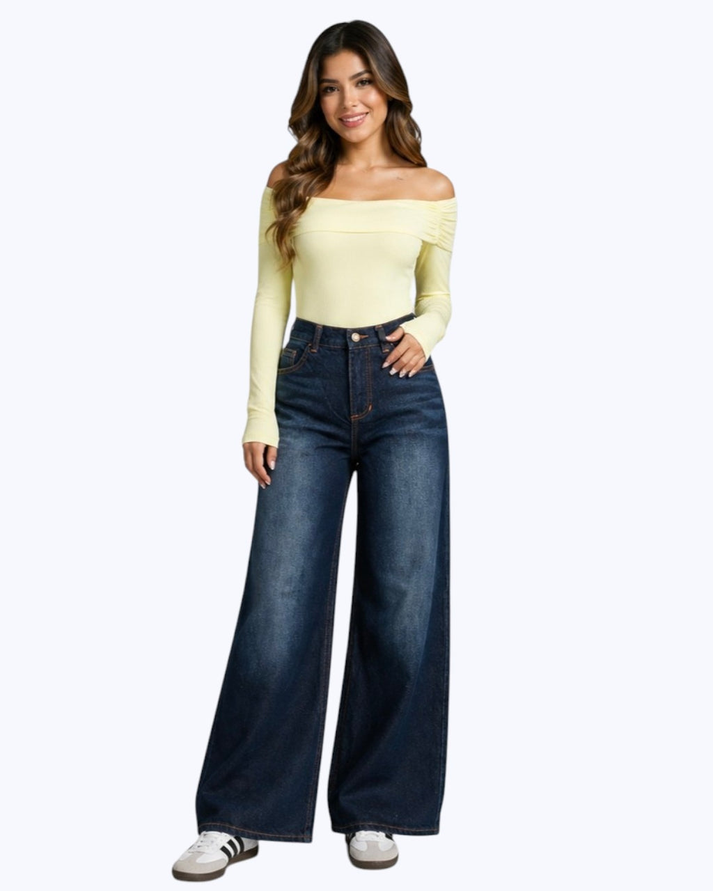 Jeans Baggy Tiro Alto Estilo Relajado
